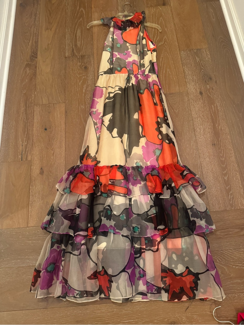 Floral Ruffle Halter Maxi Dress in Multicolor